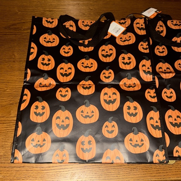Pumpkin Theme Halloween Reusable Tote Bags Set of (2) - Picture 3 of 6